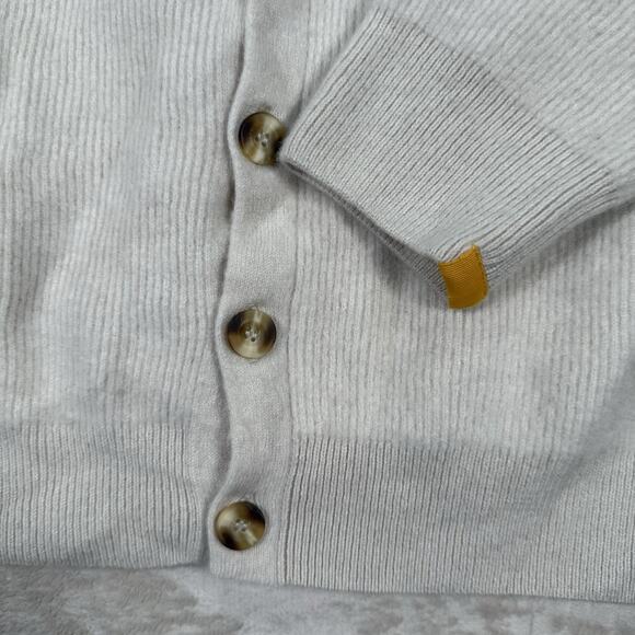 Yellow Label Co. 100% Cashmere Cardigan Button Color Oatmeal Beige Size Medium - Picture 2 of 7